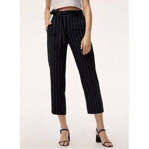 Wilfred Tie Front Pant Black Pinstripe Size 2 Aritzia #68134
